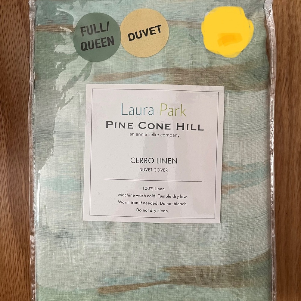 Pine Cone Hill $604 Cerro Full / Queen 100% Linen Blue Duvet Cover 90x92” NWT
